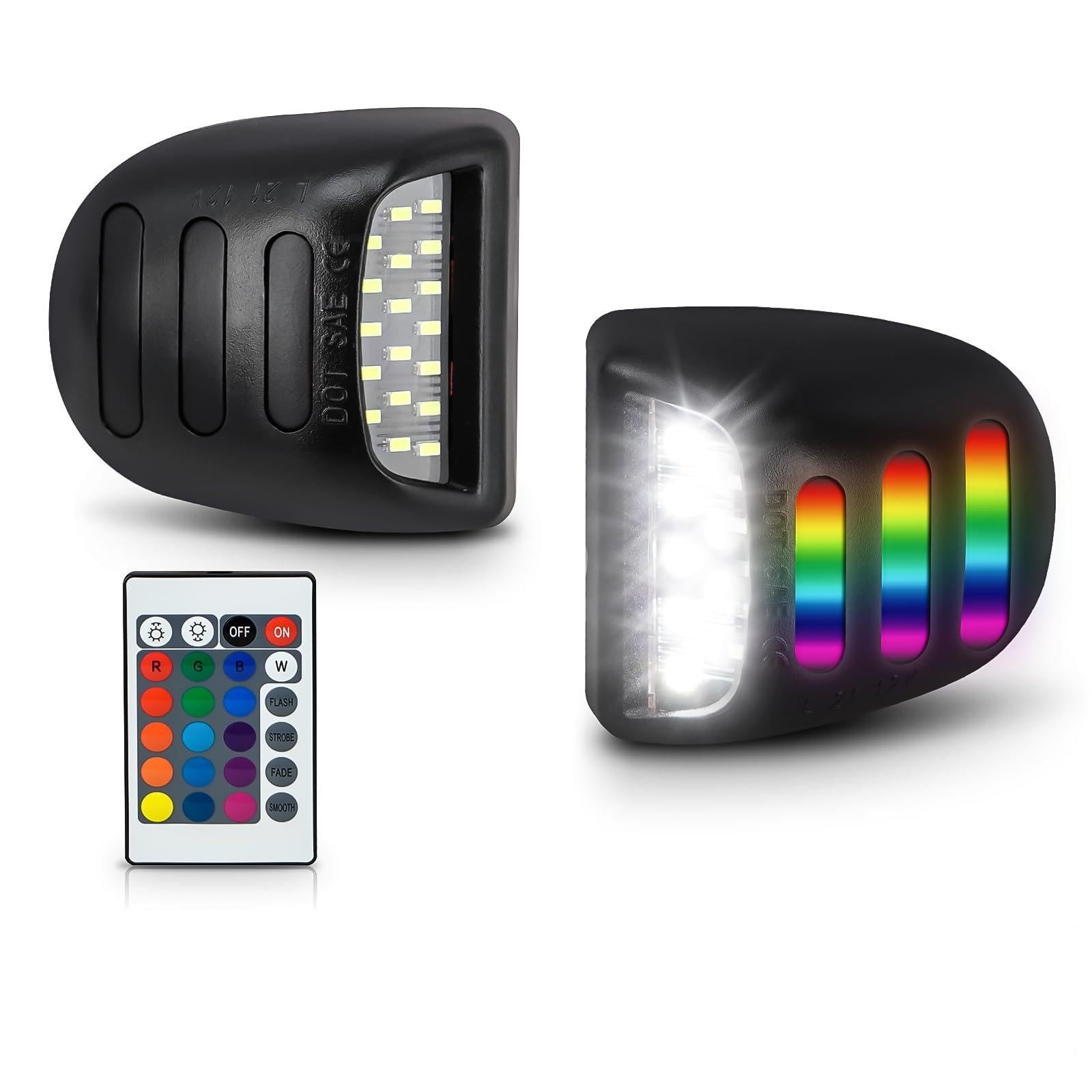 RGB LED License Plate Lights for Chevy Silverado, Tahoe, GMC Sierra  16 Colors