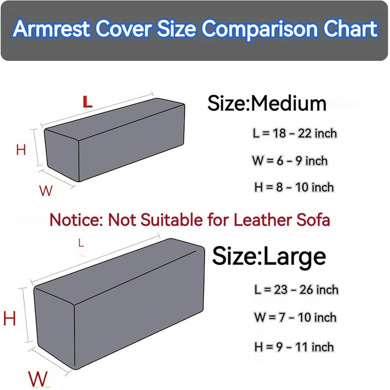 Sofa Armrest Covers Stretch Fabric Set of 2 Quick Secure Stain Resistant New