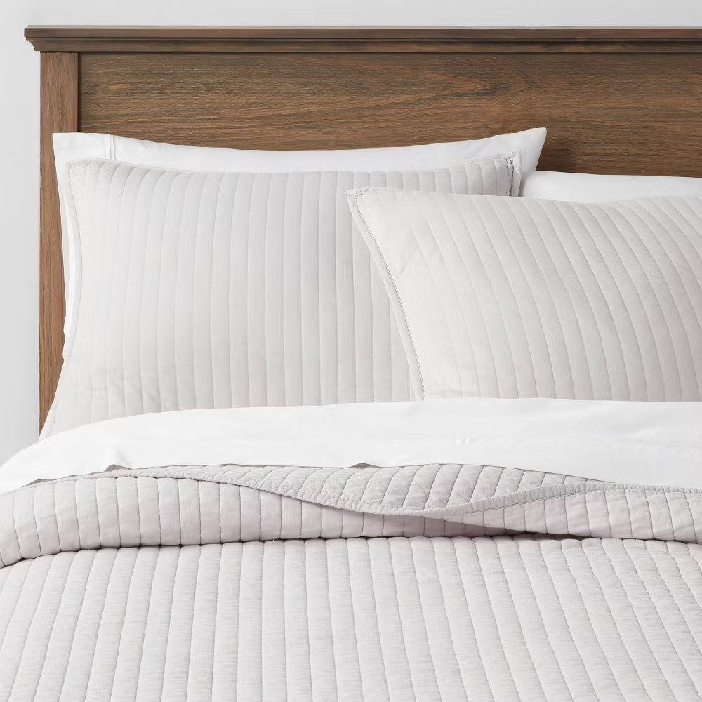 King Washed Cotton Sateen Quilt Sham Light Gray - Threshold: OEKO-TEX Certified,