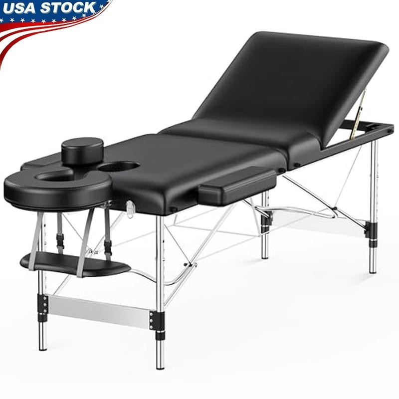 Massage Table Portable 84"  3 Sections Reclining Massage Bed Lash Bed Spa Bed