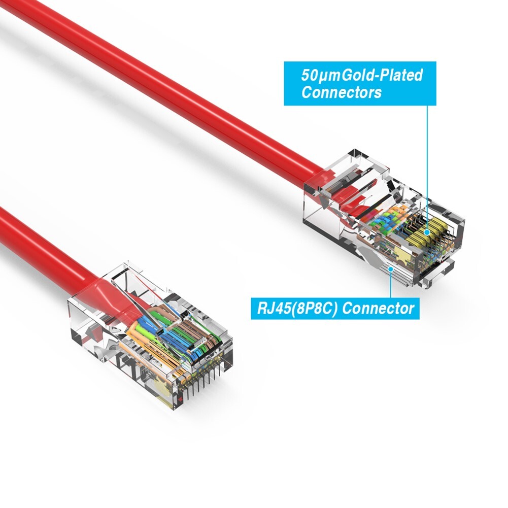 4FT Cat6 RJ45 Ethernet LAN Network UTP Non-Booted Patch Cable Copper 24AWG Red