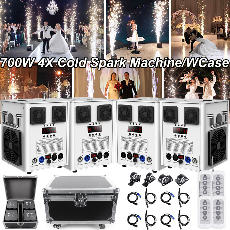 4X 700W Cold Spark Firework Machine DMX DJ Party Wedding Stage Effect w/Case