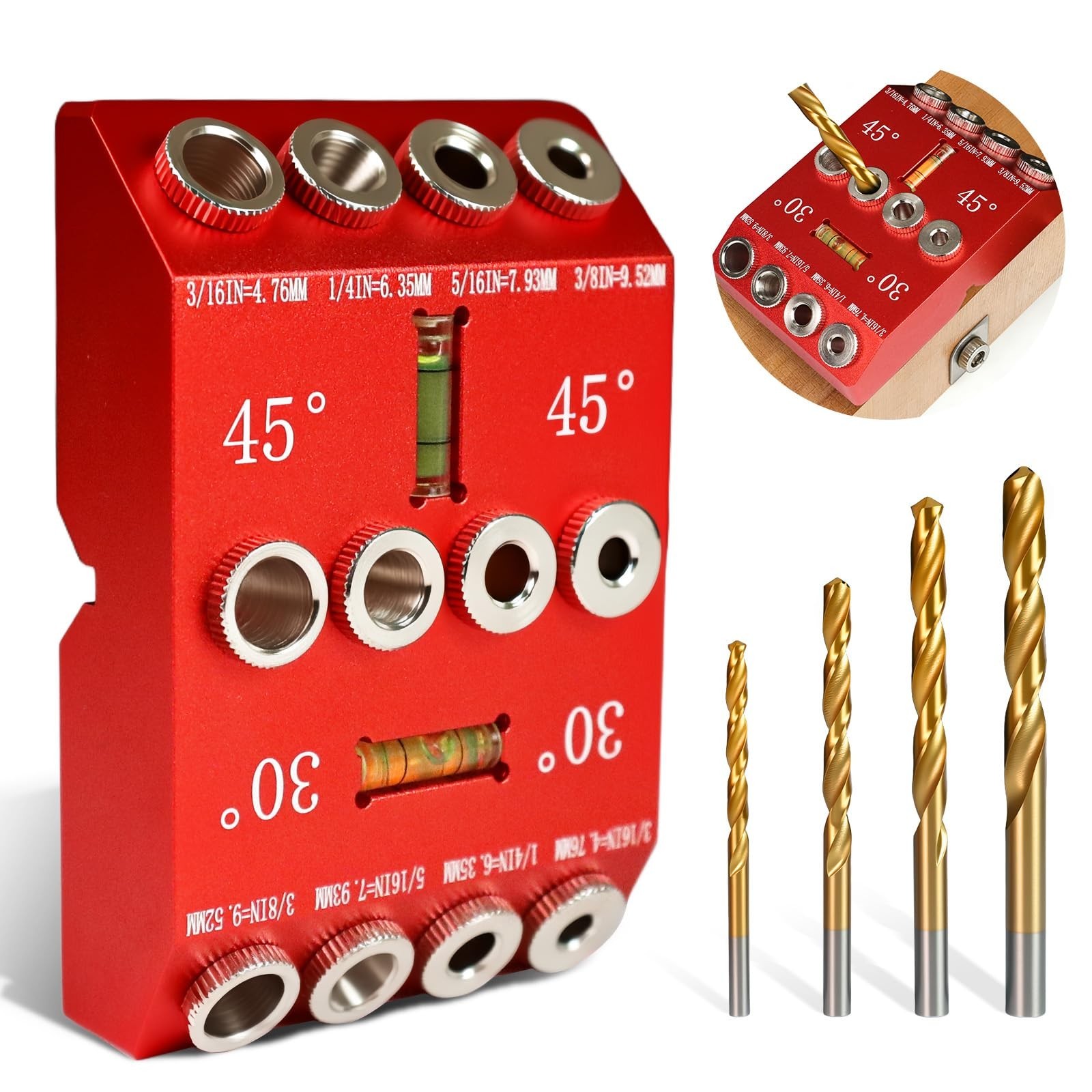 30/45/90° Angle Drill Guide Jig, Drill Guide for Straight or Angled Holes w