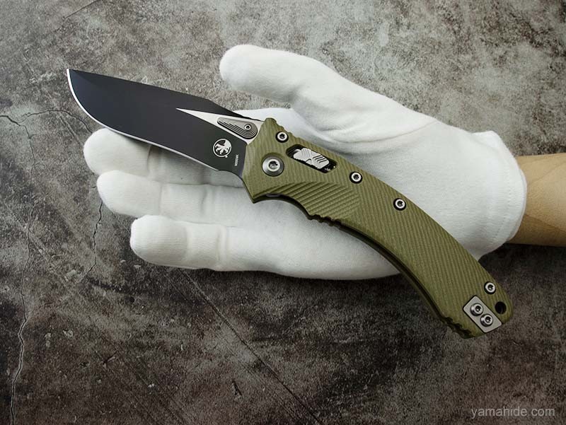 Microtech Amphibian RAM-LOK M390 Folding Knife, Green G-10