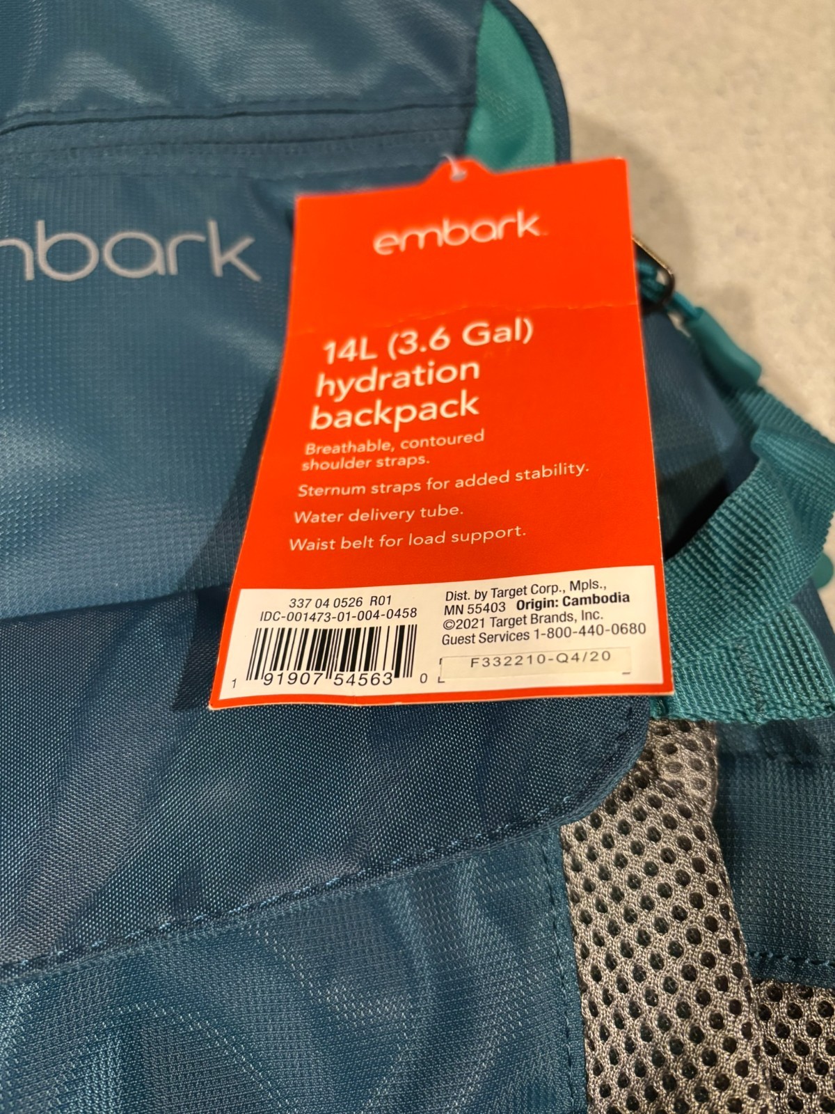 Embark 14L Teal Green Hydration Backpack NWT