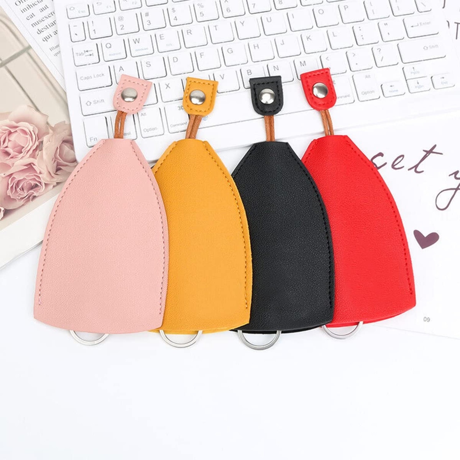 Car Key Case, 2PCS Creative Pull-Out Key Sleeve Keychain Bags, PU Leather Lar...
