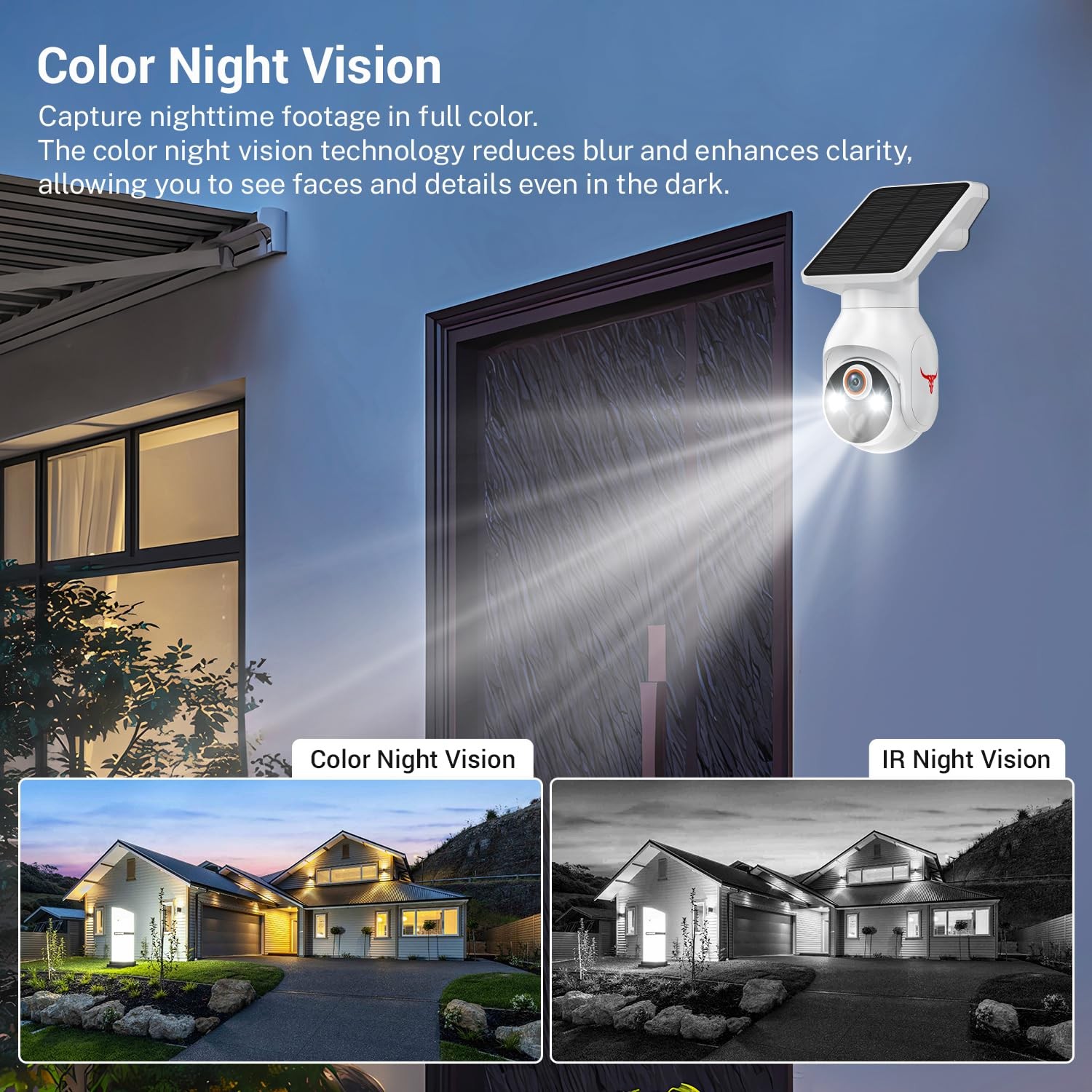 1080p Security Camera Wireless with Solar Panel, Smart AI Human Detection,