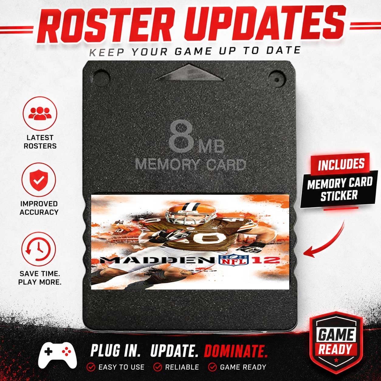 Madden 12 Roster Updates PlayStation 2 PS2 Memory Card 100% Completed Save