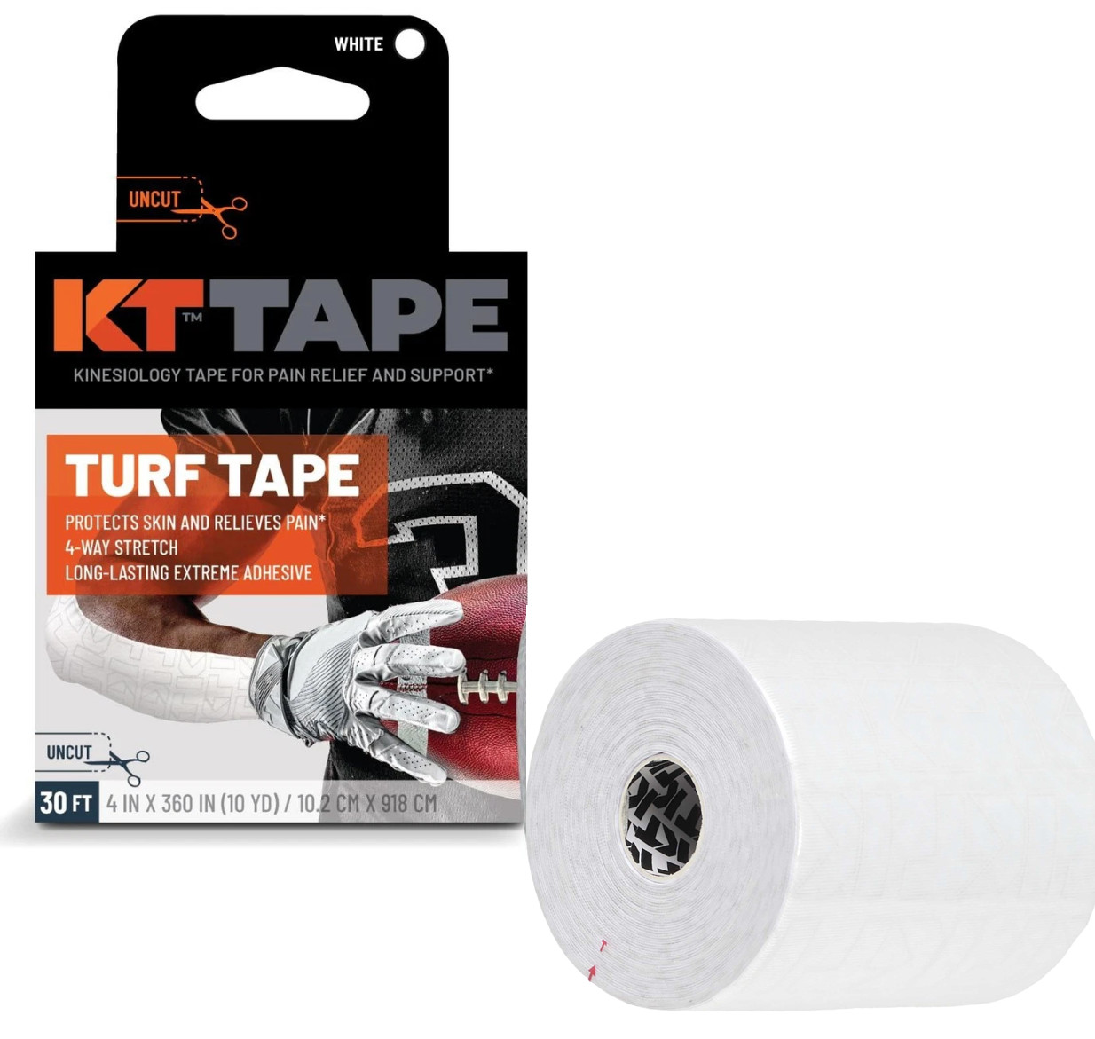 KT White Turf Tape – Premium Synthetic 30 ft. Turf Burn Abrasion Protection