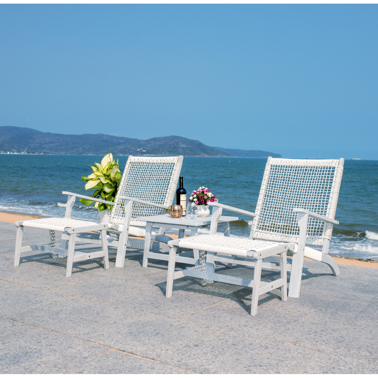 SAFAVIEH Outdoor Collection Chantelle Set | Grey / Grey |