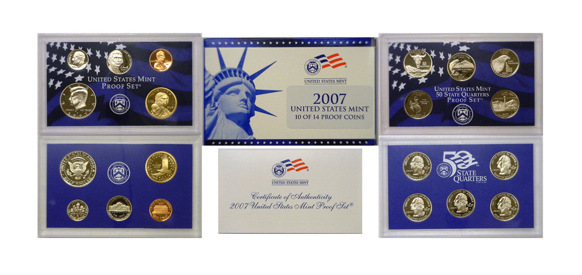 2007 10 Coin Proof Set OGP W/COA Stock Photo
