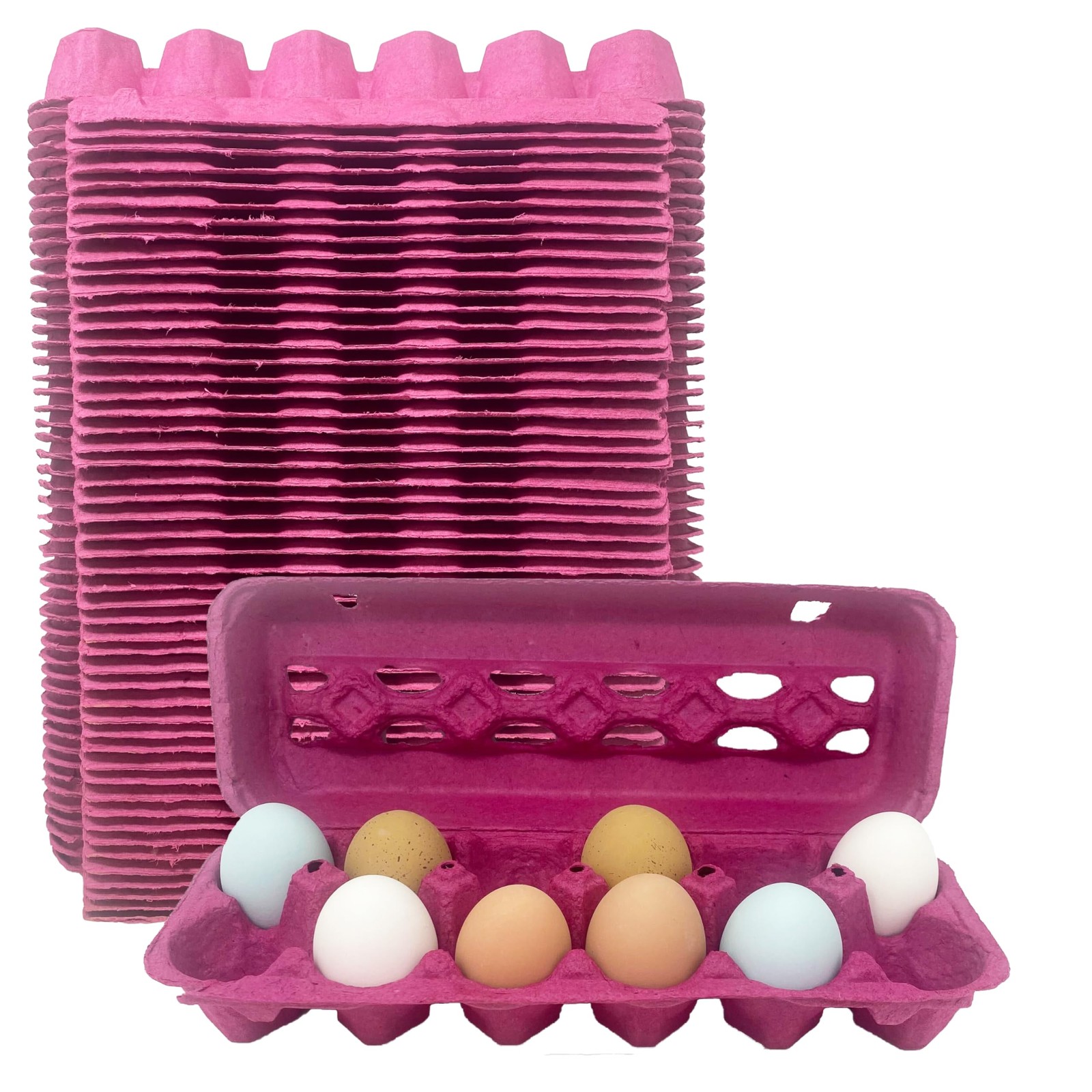 Pecking Order 9719 Pink Paper Pulp Egg Cartons - 50 Pack