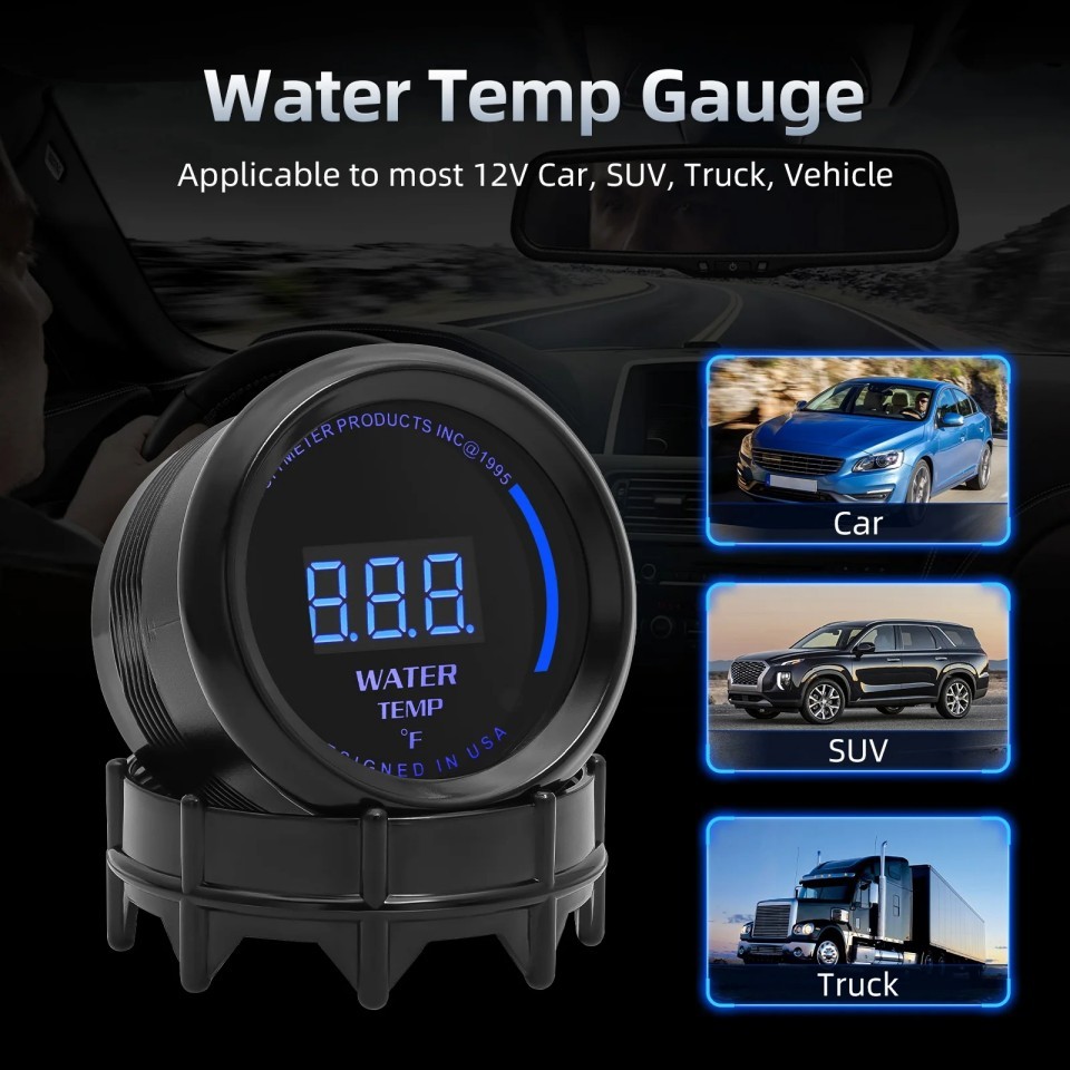 2" 52mm Blue LED Car Digital Water Temp Gauge 68-248Fahrenheit Meter with sensor