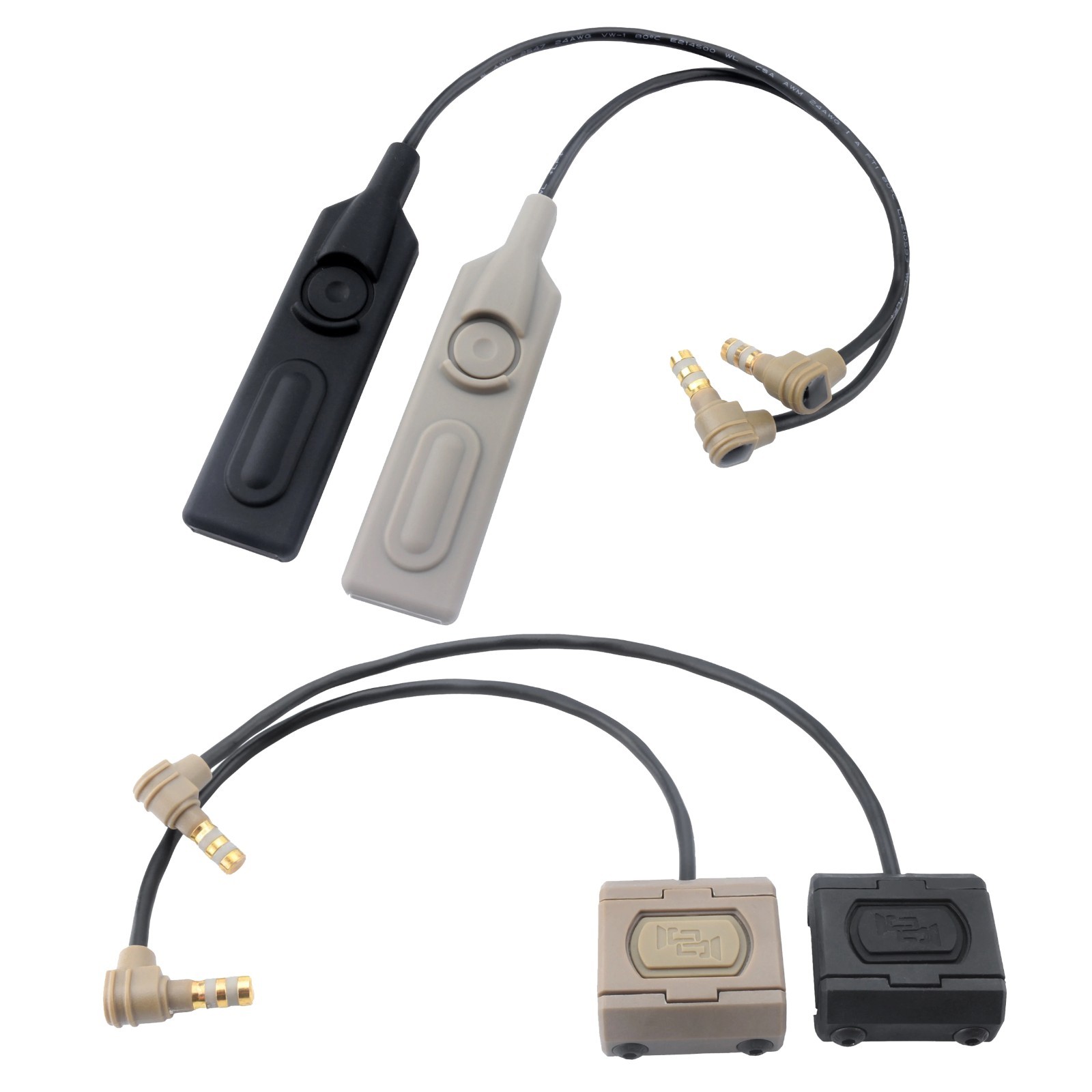 Tactical Button Switch LA23 Plug Cable Length For Flashlight Hunting Black/Brown