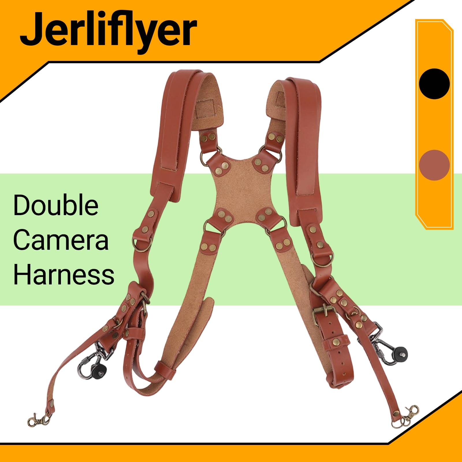 Jerliflyer Double Camera Harness, Quick Release Adjustable Leather Camera Har...