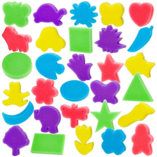 30Pcs Sponge Painting Shapes, Painting Craft Sponge with Different Shape,