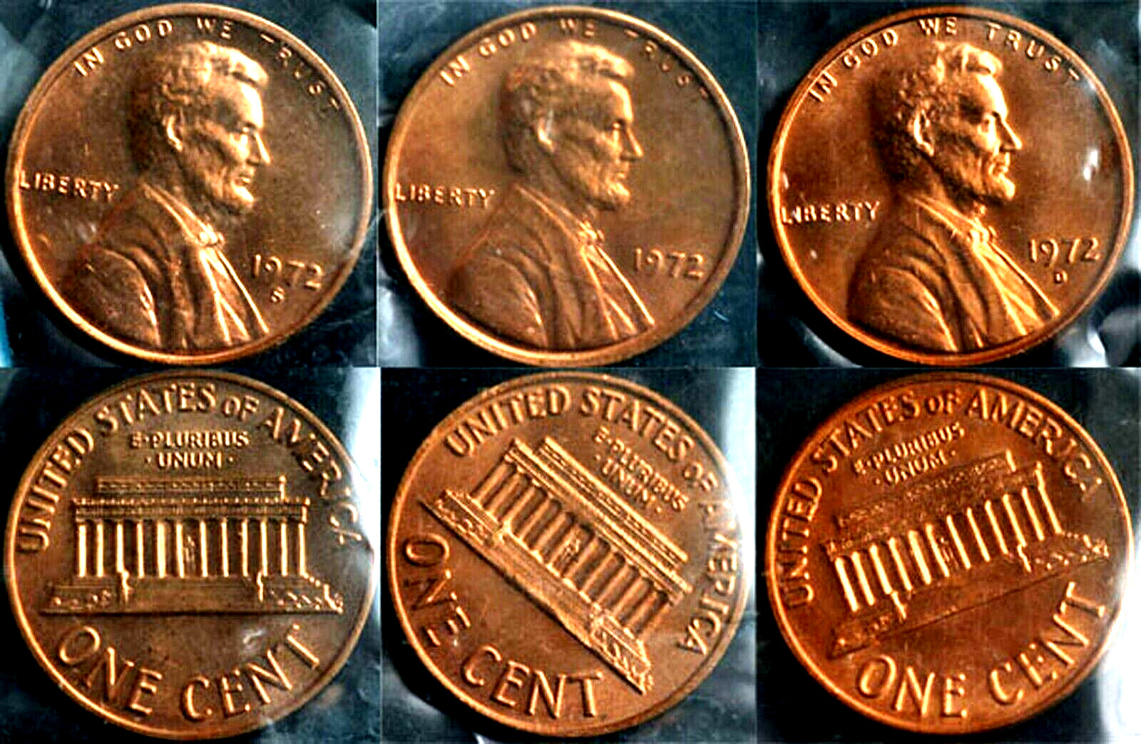 1972 P  D S S GEM UNCIRCULATED  LINCOLN CENTS + PROOF (4 COINS)