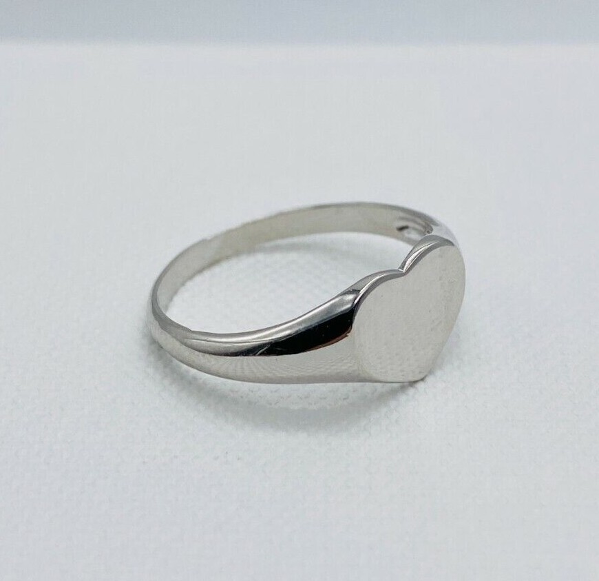 Solid 925 Sterling Silver Heart Signet Ring Brand New E to P ALL SIZE