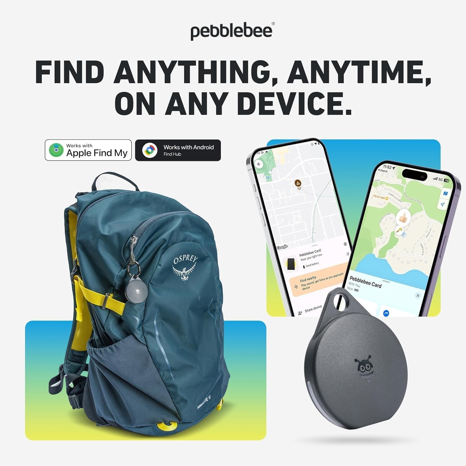 Pebblebee Clip Universal - Rechargeable Mini Item Tracker | Alternative to Ai...