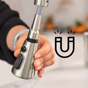Montelux Brushed Nickel Kitchen Faucet with Pull Down Sprayer, Single Handle