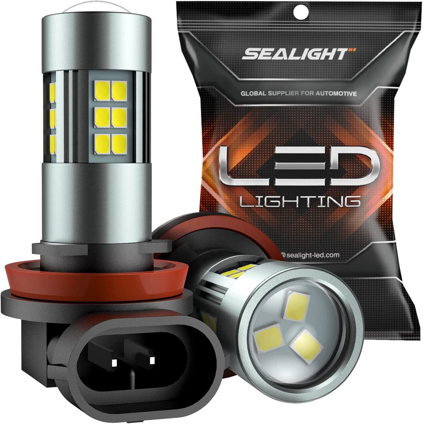 H11/H8/H16 LED Fog Light Bulbs 6000K Xenon White 360° Non-polarity, Pack of 2