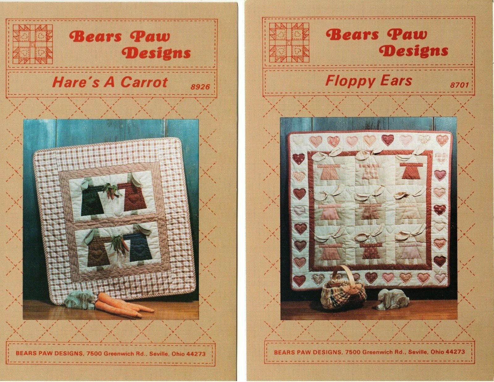 TWO Rabbit Wall Quilt Patterns - Bear Paw Designs - New & Uncut