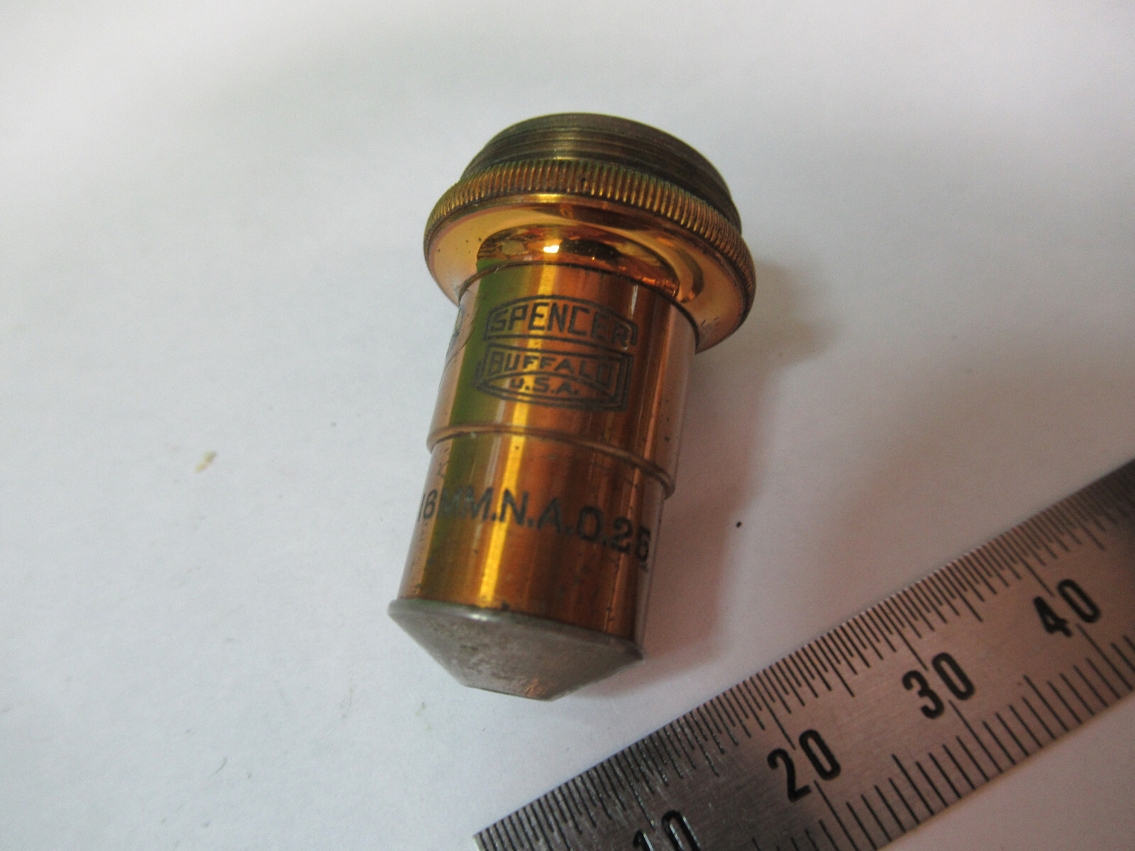 ANTIQUE BRASS SPENCER 10X LENS OBJECTIVE MICROSCOPE PART AS PICTURED &R2-A-20