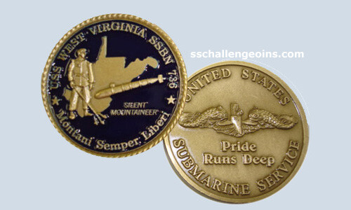 USS West Virginia SSBN 736 Submarine Coin Pride Runs Deep