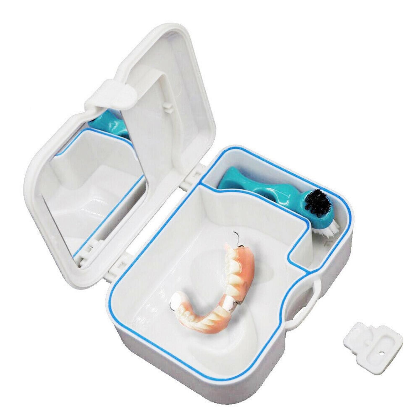 False Teeth Storage Case Container Denture Box w/ Mirror Clean Brush Appliance D