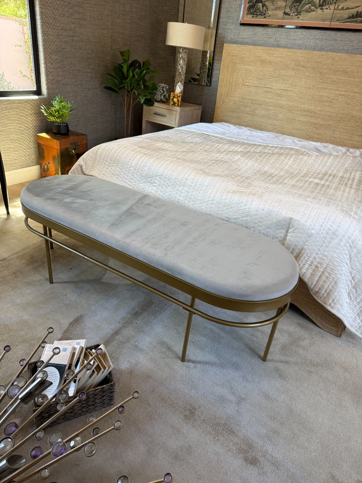 Safavieh Velvet Oval Bench