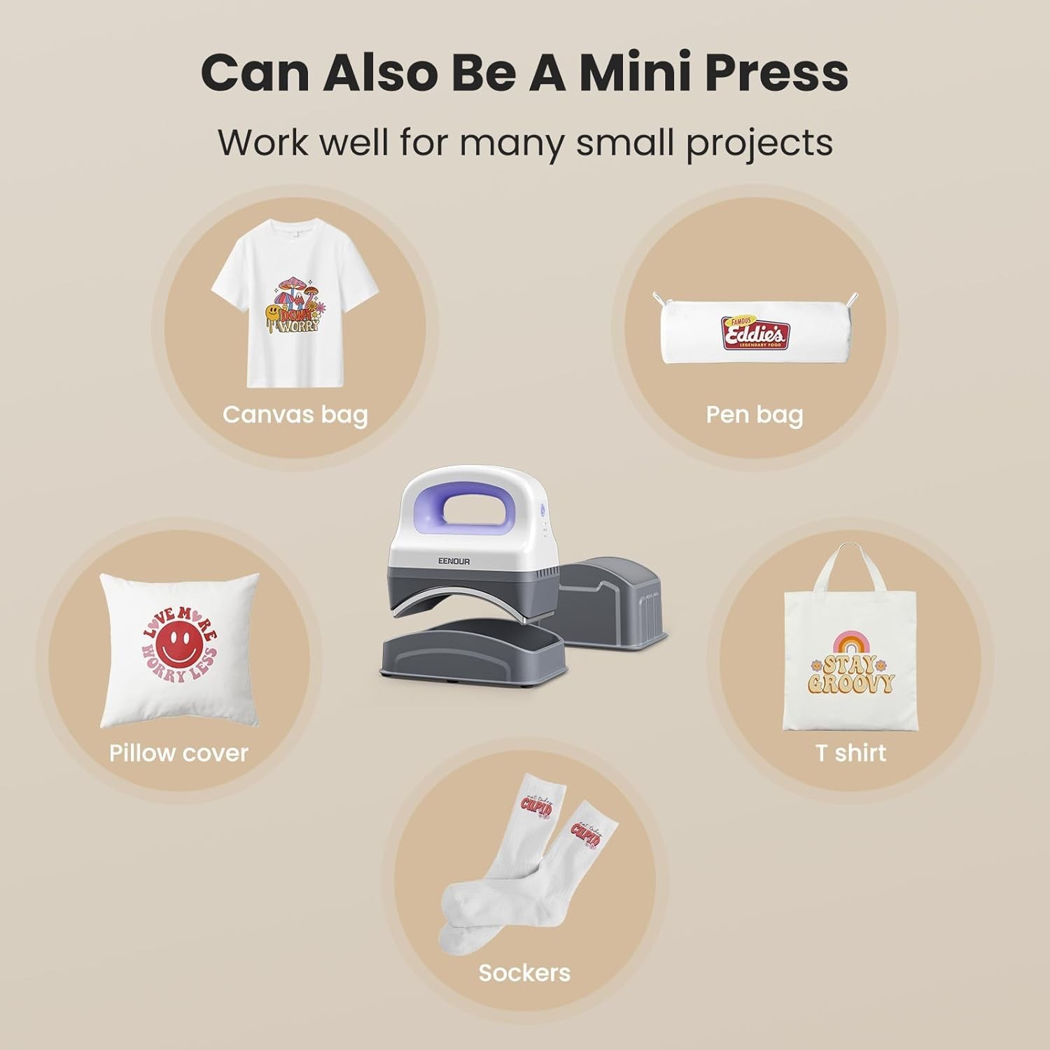 Hat Press Machine, Mini Heat Press for Caps with 3 Heating Levels & Auto-Off,...