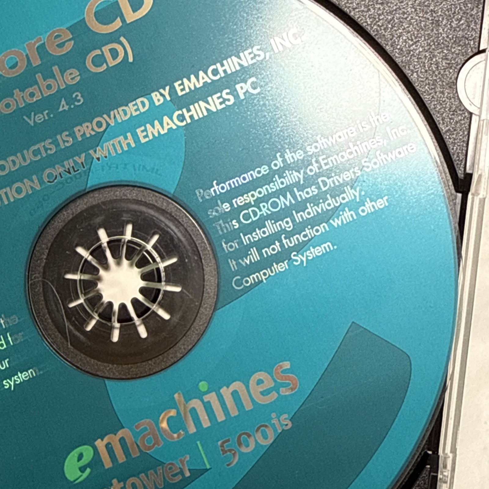 eMACHINES ETOWER 500IS RESTORE CD VER. 3.6 BOOTABLE CD