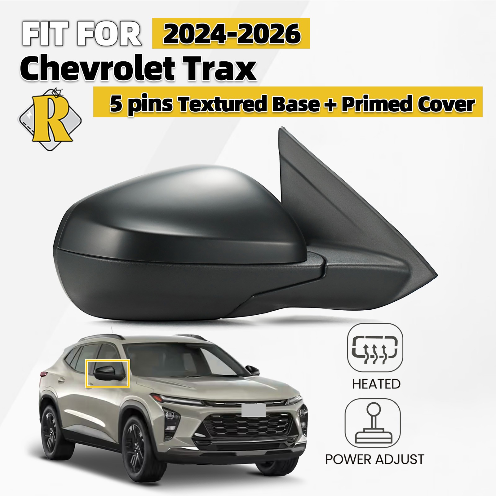 For 2024-2025 Chevy Trax Side Mirror Right Passenger W/ Heated W/O Blind 5 Pins