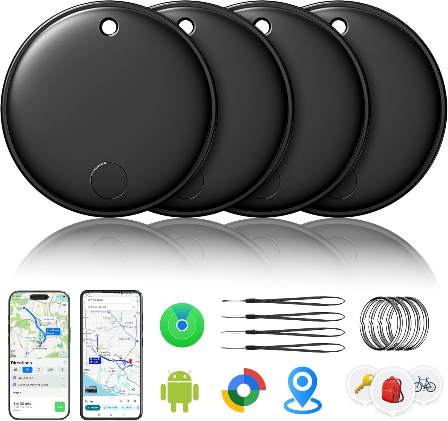2026 Air Tracker Tags-4 Packs Android & iOS,Dual System Smart Tags Bluetooth Lug