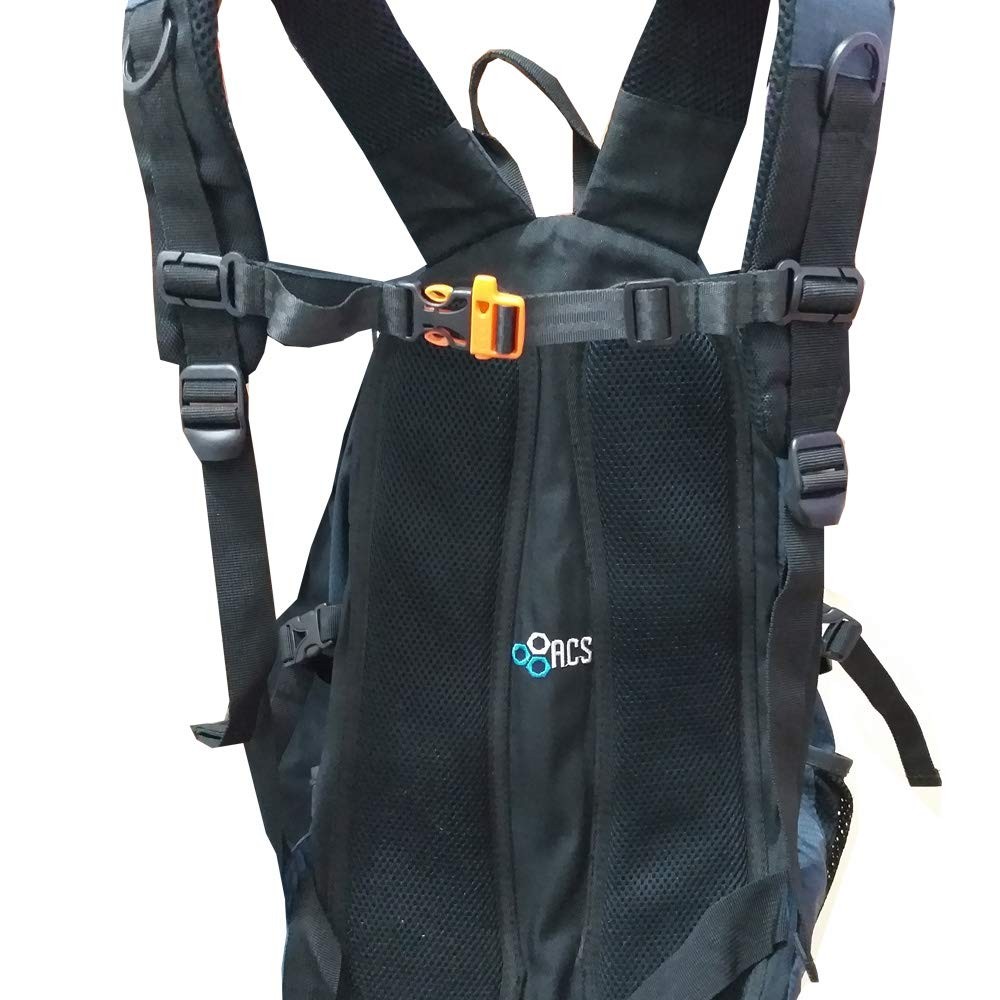 2 Pack Black Backpack Chest Strap, Nylon, Fits 1in Webbing, Adjustable Harness