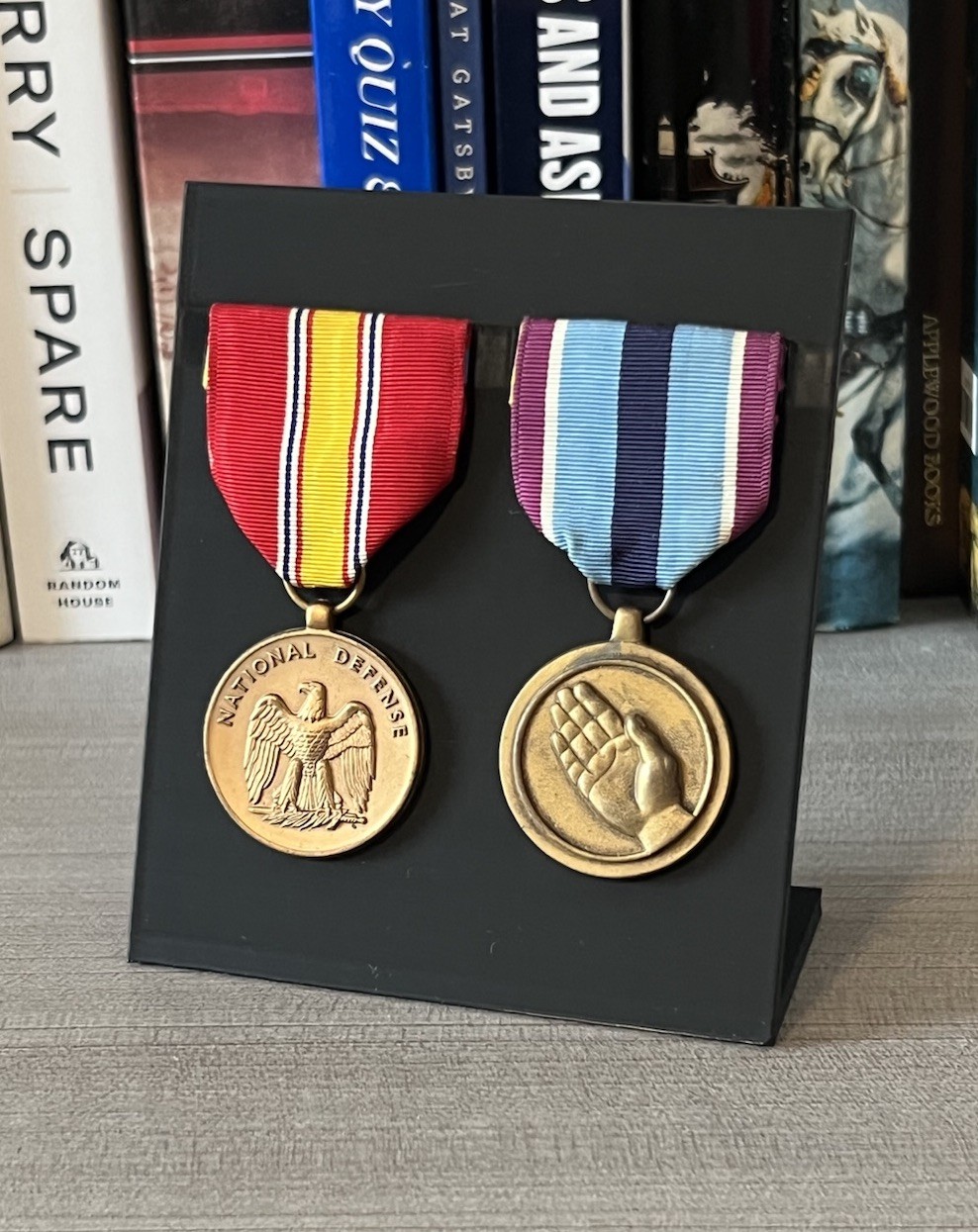 Display Stand For Two U.S. Style Military Medals