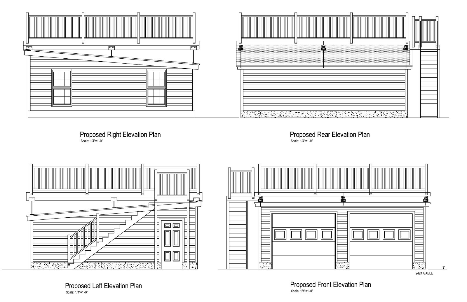 24'X24'  TWO CAR GARAGE FLAT ROOF WITH DECK 18-2424DECK