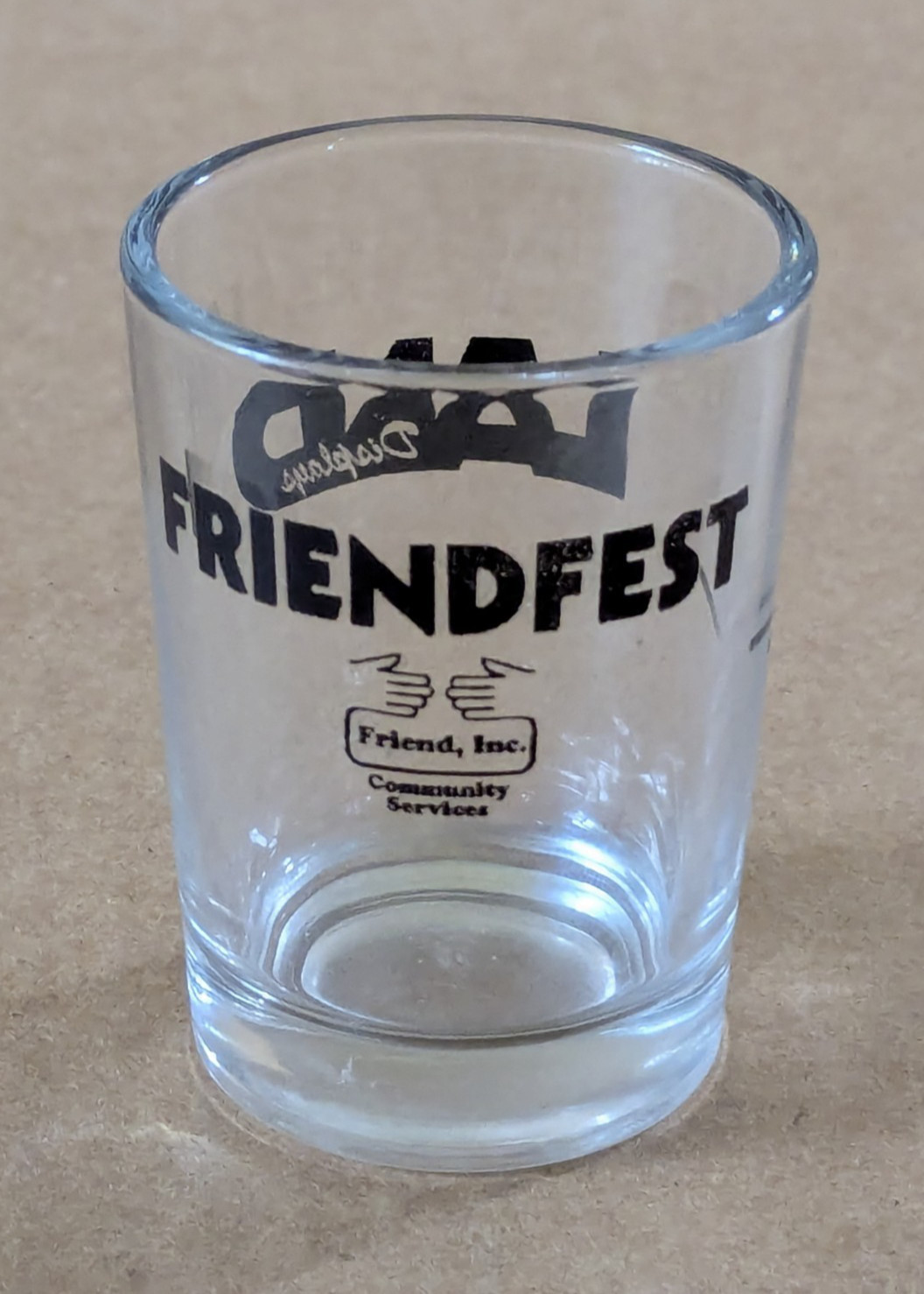 Logo For "FRIENDFEST " "Friend, Inc. Community Services 5 oz. Shot Glass