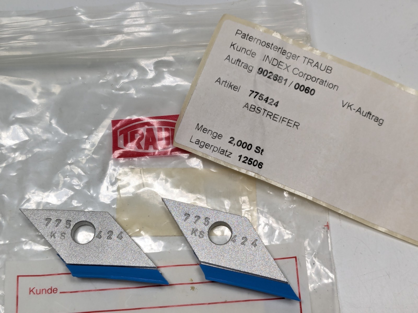 Lot of 2 NEW Traub INDEX Corp. KS Scraper Wipers Part# 775424