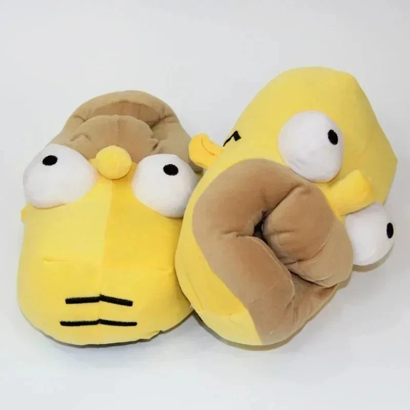 28cm The Simpsons Plush Cotton Slippers Winter Warm Non-Slip Home Shoes Gift