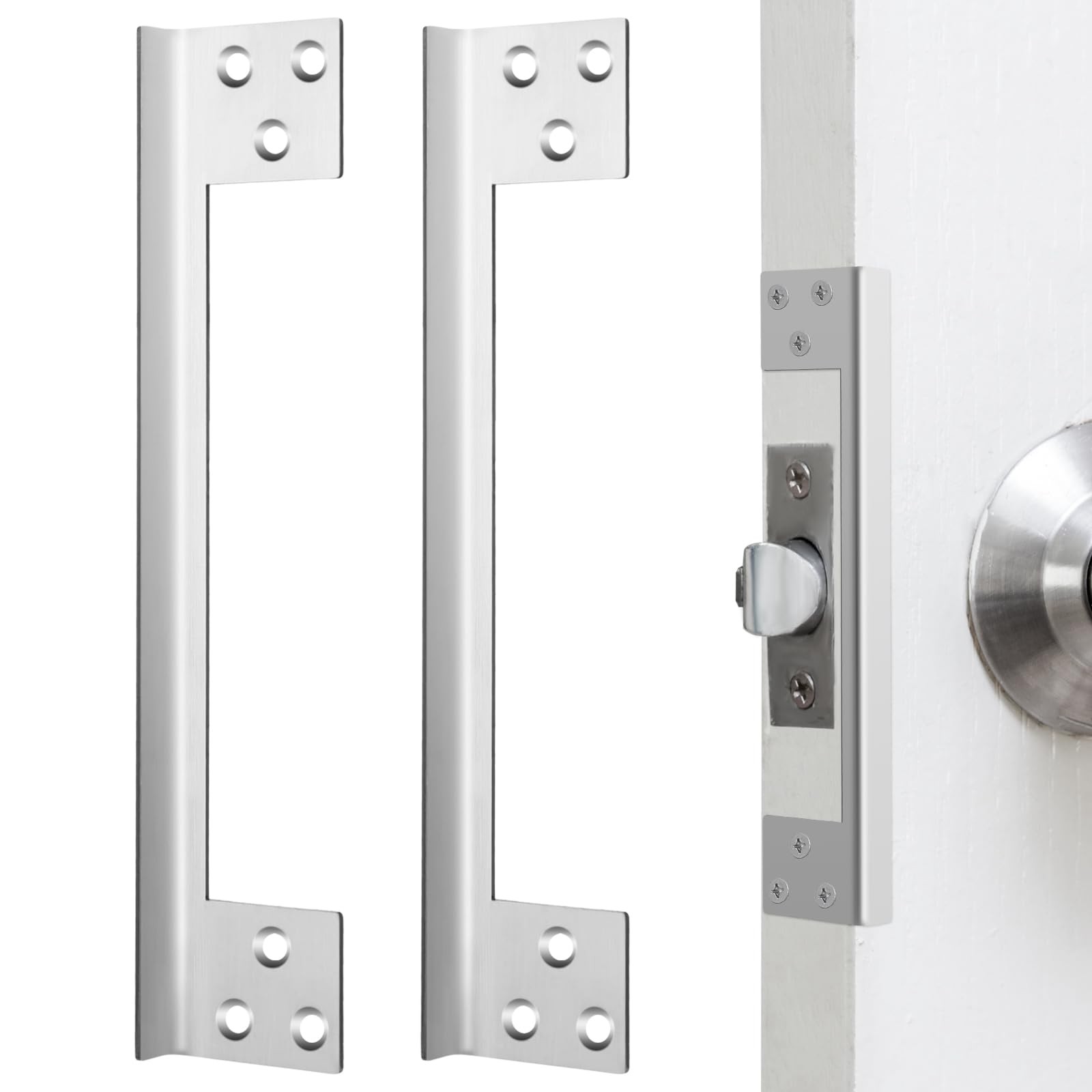 2 Pcs Door Latch Guard Plate 11 Inch Outswing Angle Latch Protector Shield L ...