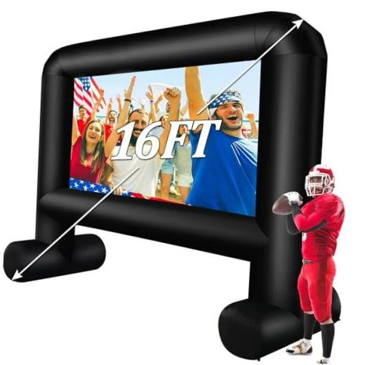 Inflatable Movie Screen Outdoor, Blow up Projector Screen Support 16FT black