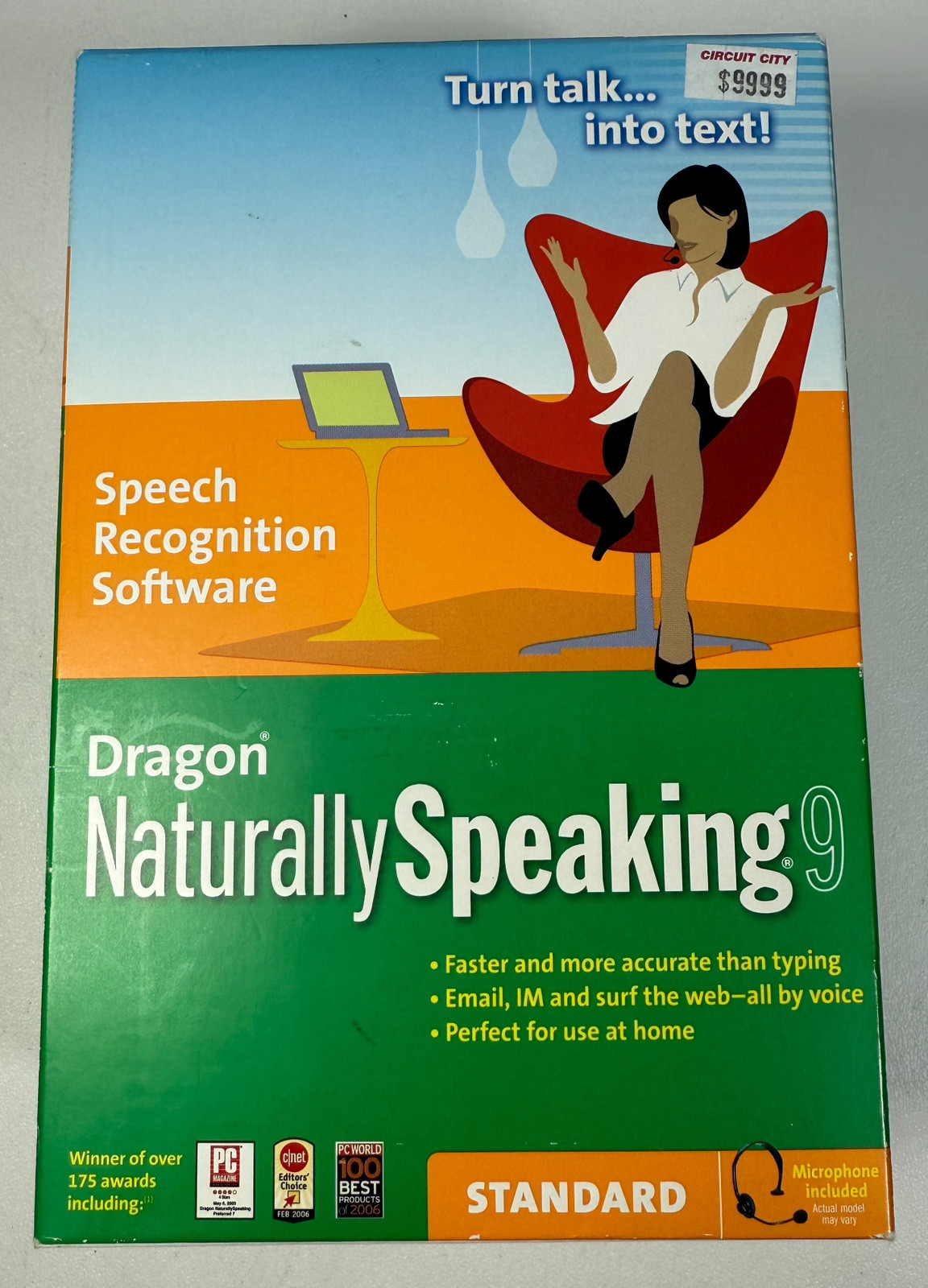 Dragon Naturally Speaking 9 Standard SPEECH RECOGNITION SOFTWARE NOS NEVER OPEN