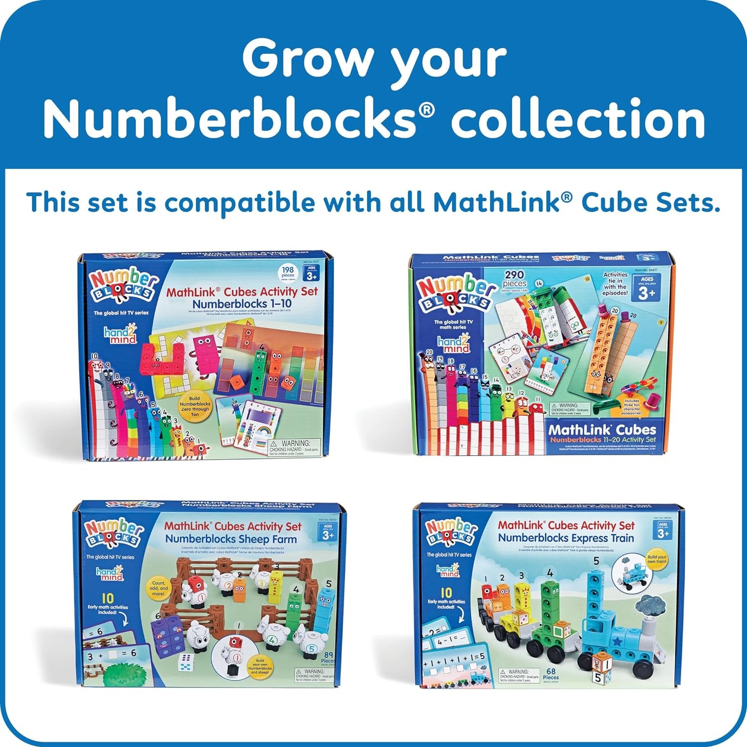 hand2mind Numberblocks Express Train MathLink Cubes Activity Set, Preschool...