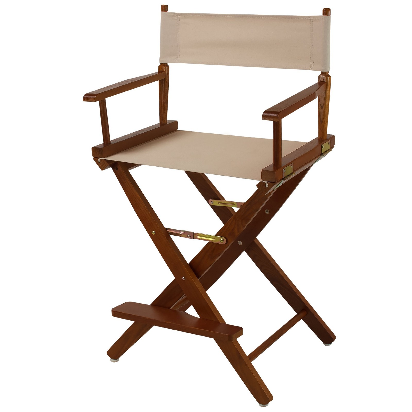 24 Inch Counter Height Solid Hardwood Folding Chair with Armrests Natural Finish
