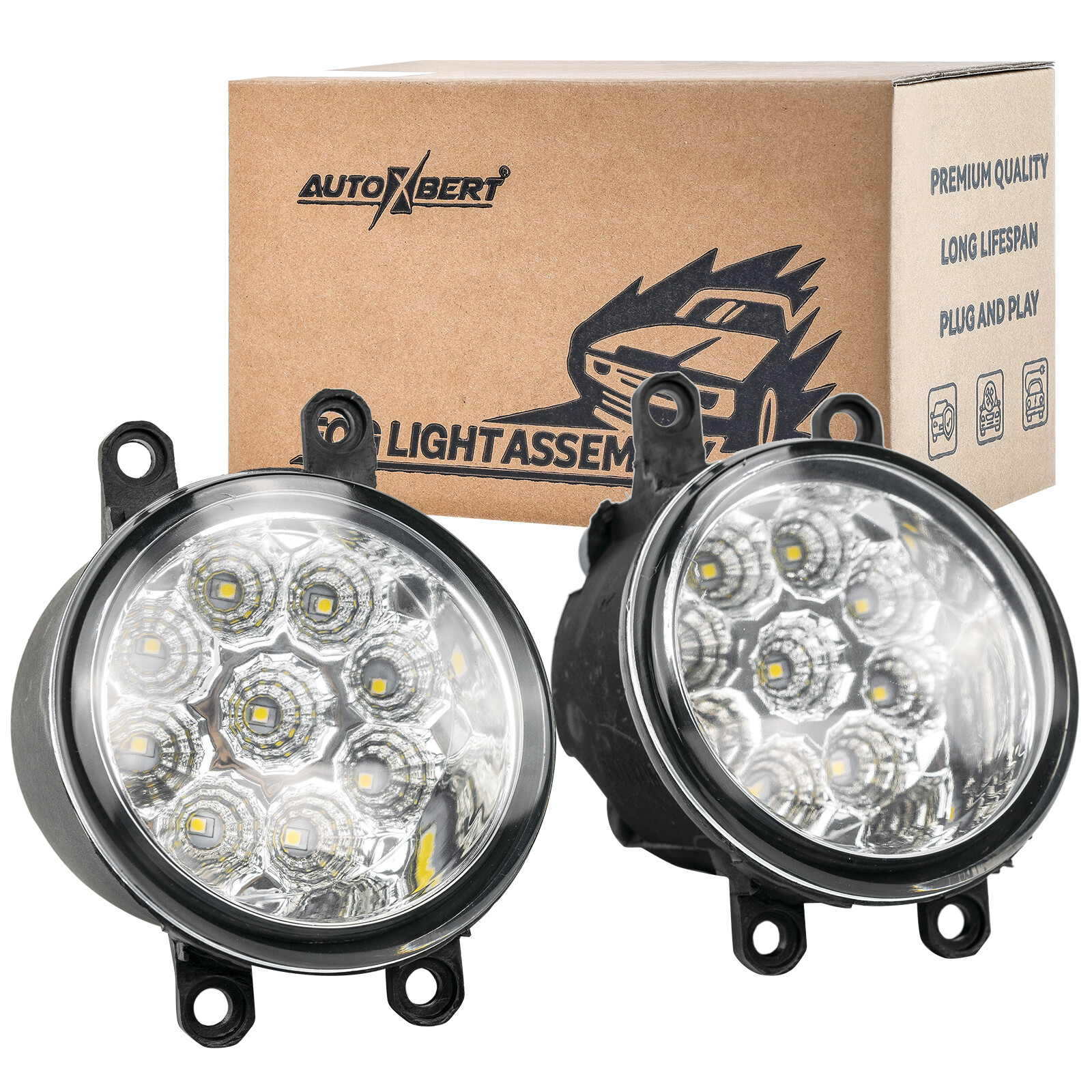 Pair LED Fog Lights Lamps Left & Right Side White For Toyota Camry Yaris Lexus