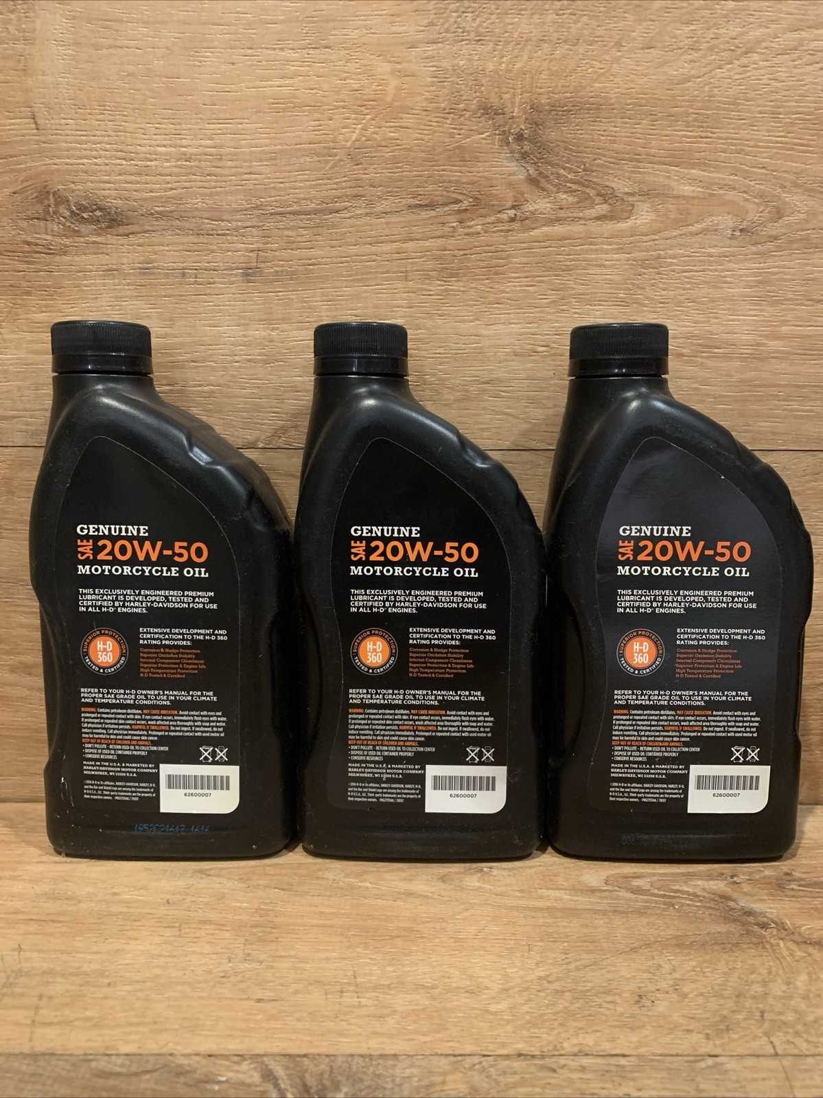 3 Quarts Genuine Harley-Davidson 20w 50 Motorcycle Motor Oil