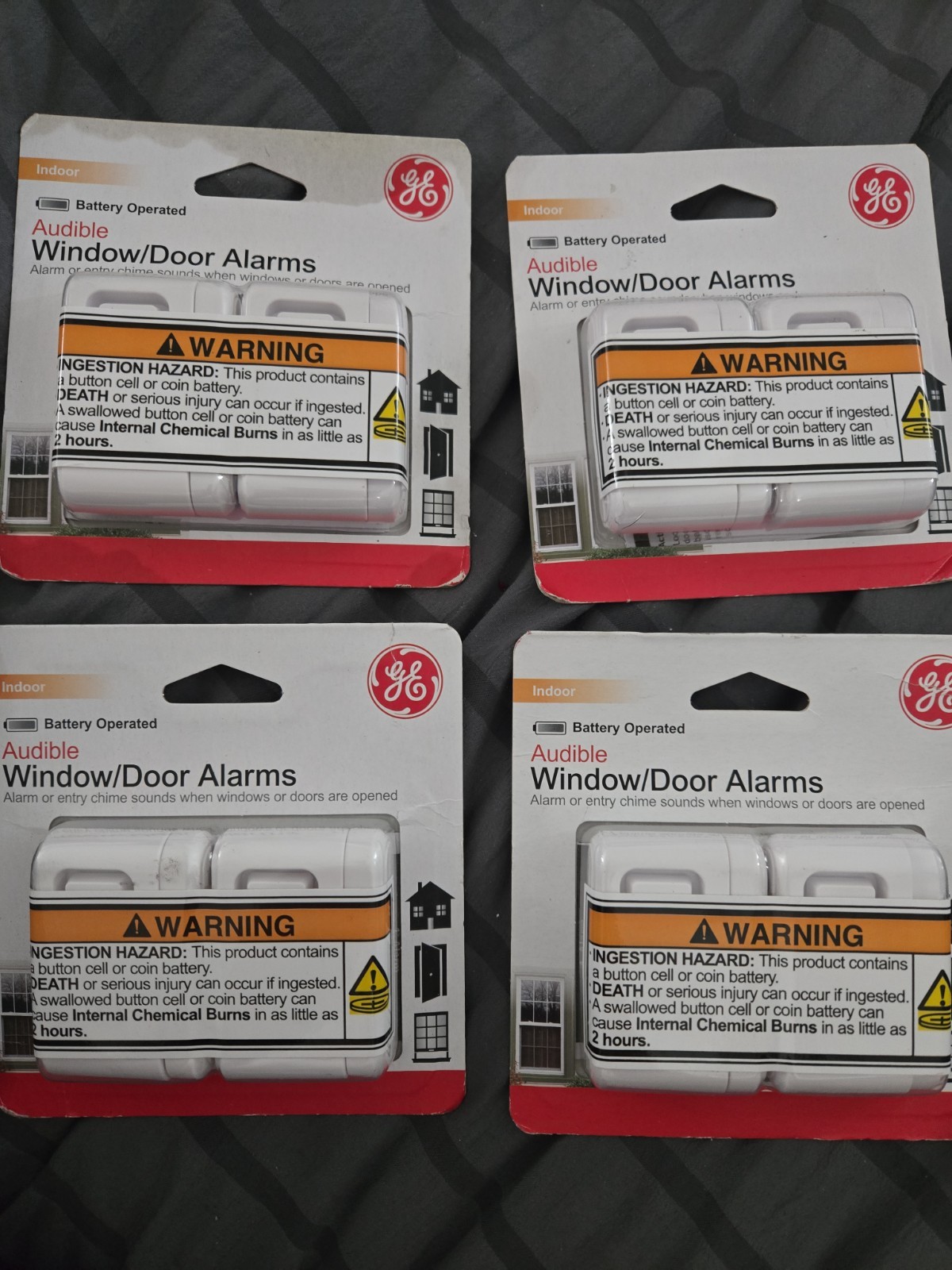 4 Pack Of 2 GE Audible Window/Door ALARM - Battery Operated 2 Pcs (8 Total)
