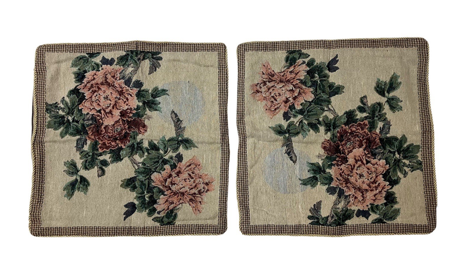 2 Collections Etc Tapestry Rose Pillow Covers Shams 18x18 French Cottagecore New