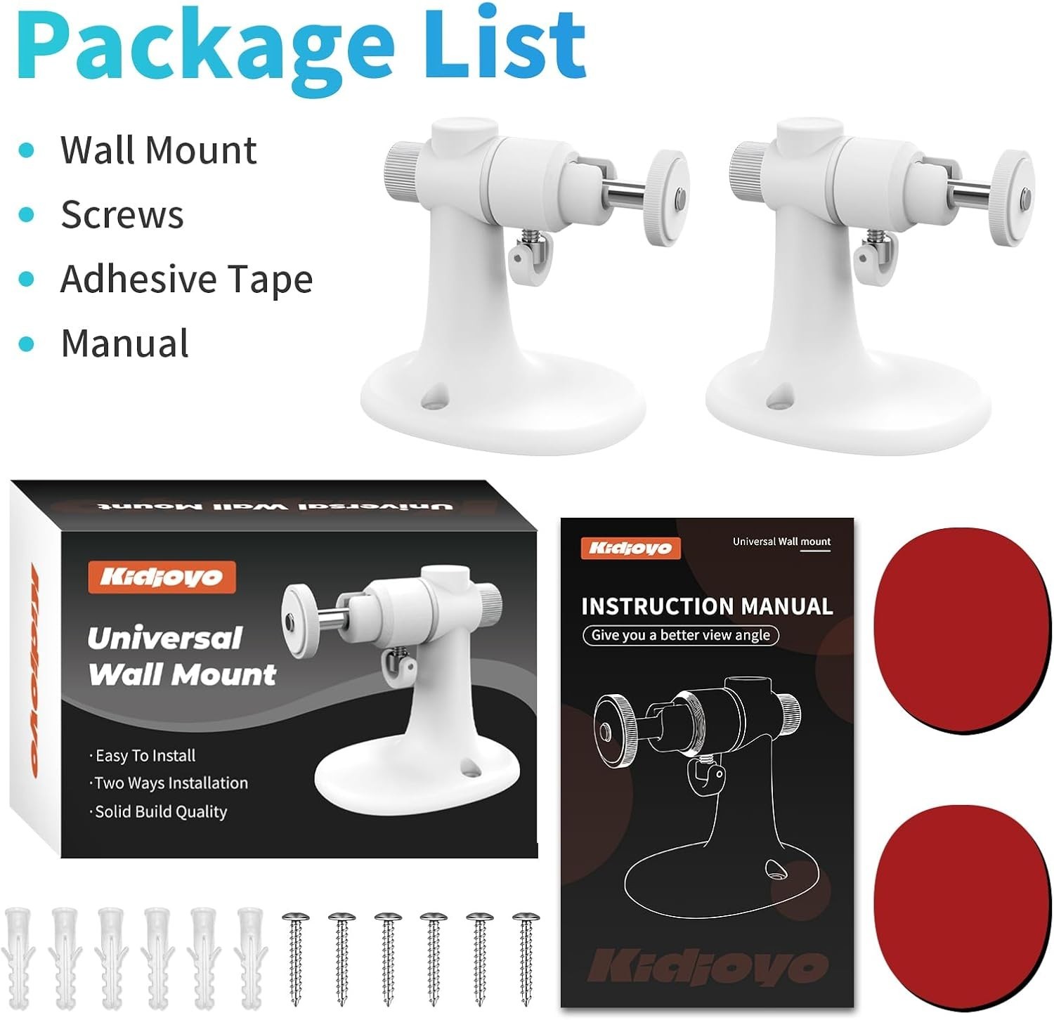 2Pack Ring Camera Wall Mount for Ring Stick up Cam & Ring Outdoor Cam Plus, 360